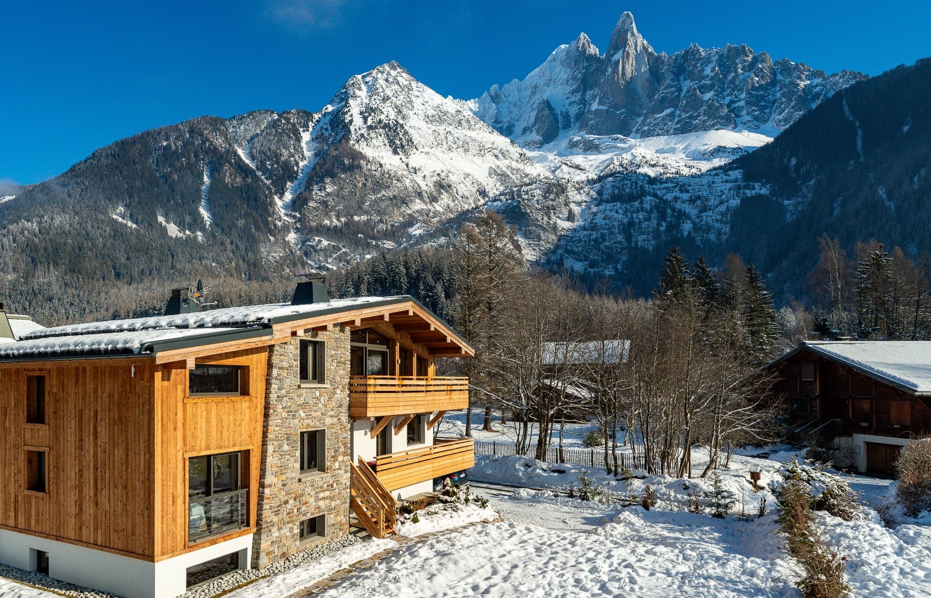 Chalet entrance in winter